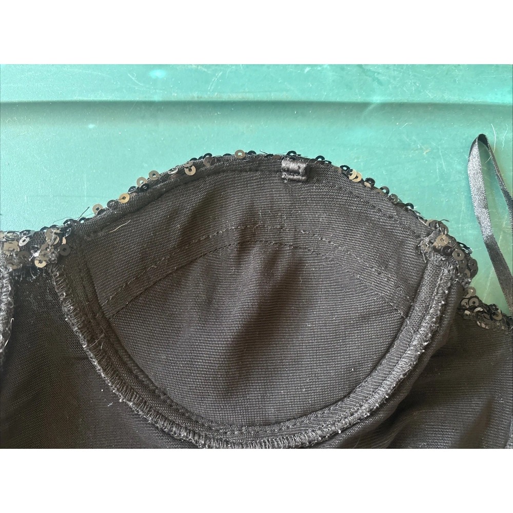 WET SEAL Tube Crop Top Bra Bustier Black Sequin Club Dance Women's Medium‎ - Picture 7 of 8